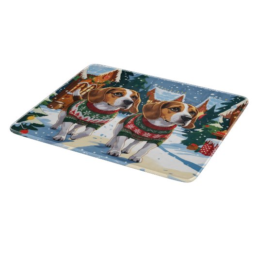 Planche À Découper Beagle Dogs Christmas Snow Holiday (Coin)