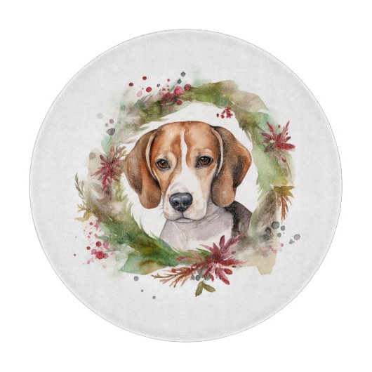 Planche À Découper Beagle Noël Wreath Festive Pup (Devant)