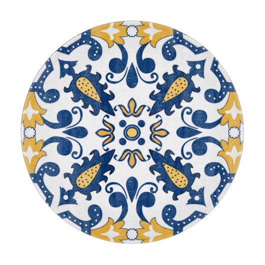Planche À Découper 💙 💛 Beau Azulejos bleu et jaune, Cuttin (Devant)