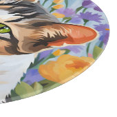 Planche À Découper Beau chat avec fleurs (Coin)
