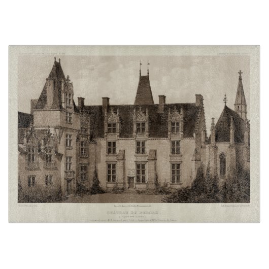 Planche À Découper Beau Château français à Sepia Tones (Devant)
