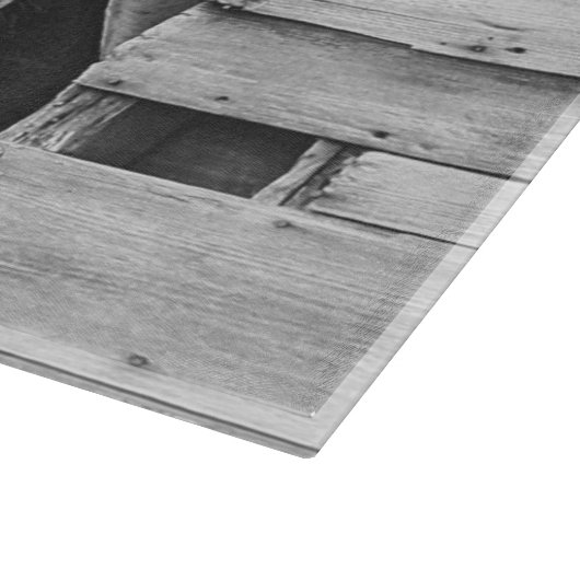 Planche À Découper Beau Cheval et Grange Noir + Blanc (Coin)