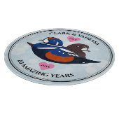 Planche À Découper Beau Harlequin Canards Lovebirds (Coin)