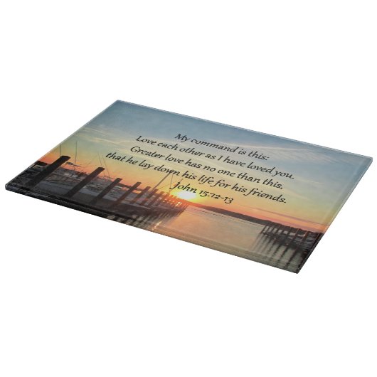 PLANCHE À DÉCOUPER BEAU JOHN 15:12 DESIGN PHOTO SUNSET (Coin)