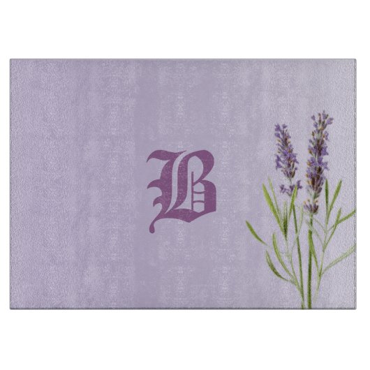 Planche À Découper Beau monogramme élégant en lavande (Devant)