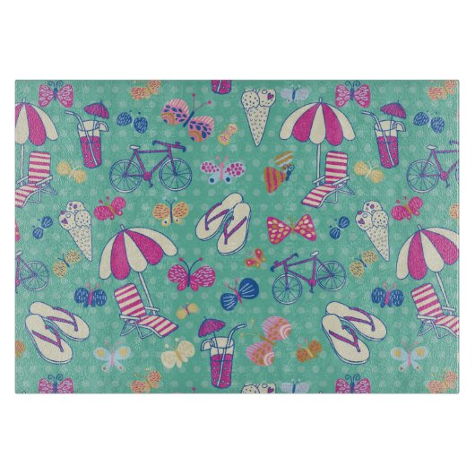 Planche À Découper Beau motif avec des éléments d'été (Devant)