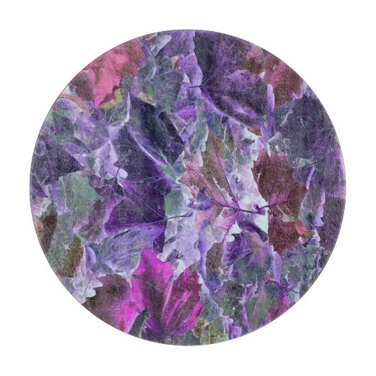 Planche À Découper Beau Motif feuille violet Abstrait Foliage (Devant)