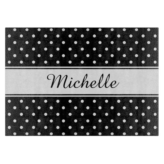 Planche À Découper Beau Motif Polka noir et blanc (Devant)