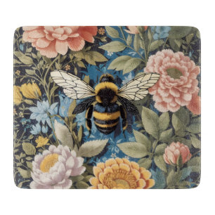Planche À Découper Beau Pastel Floral et Bumblebee