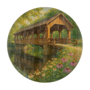 Planche À Découper Beau pont couvert d'été art