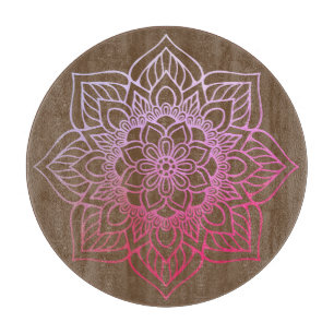Planche À Découper Beau rose Brown Boho Mandala