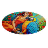 Planche À Découper Beauté tropicale et design de perroquets bleus (Coin)