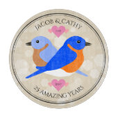 Planche À Découper Beaux Bluebirds : N'importe quelle année d'anniver (Devant)