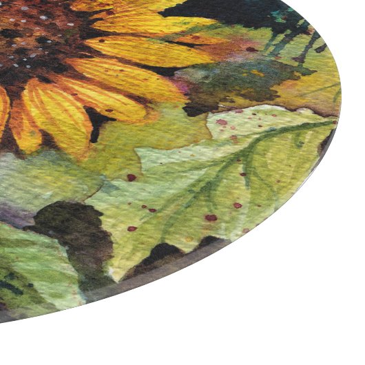 Planche À Découper Beaux Tournesols En Aquarelle (Coin)