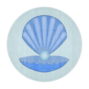 Planche À Découper Bébé bleu Coquille d'huîtres et Pearl