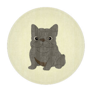 Planche À Découper Bébé Bouledogue Français Gris, Crème,