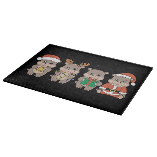 Planche À Découper Bébé Hippopotame Moo Deng Noël (Coin)