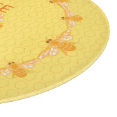 Planche À Découper Bee Happy miel abeilles sur nid d'abeille jaune (Coin)