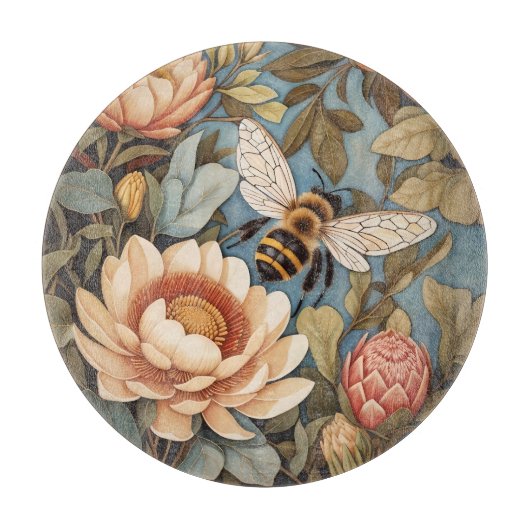 Planche À Découper Belle Abeille De Jardin Avec Fleurs Protea (Devant)