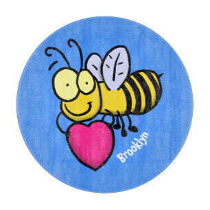 Planche À Découper Belle abeille drôle avec dessin animé du coeur