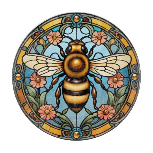 Planche À Découper Belle abeille en vitrail  (Devant)