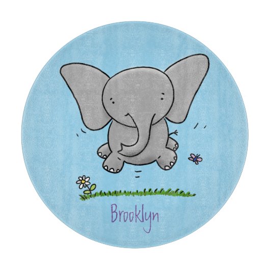 Planche À Découper Belle adorable dessin d'éléphant bébé (Devant)