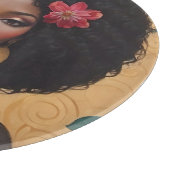 Planche À Découper Belle Africaine Américaine Avec Fleurs (Coin)