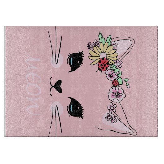 Planche À Découper Belle Chat Face Meow, Cadeau Kitty Lover, Chat mig (Devant)