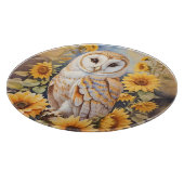 Planche À Découper Belle Chouette Et Fleurs De Soleil (Coin)