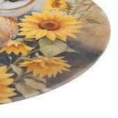 Planche À Découper Belle Chouette Et Fleurs De Soleil (Coin)