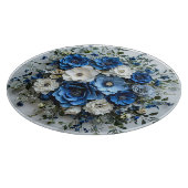 Planche À Découper Belle composition florale bleue et blanche (Coin)