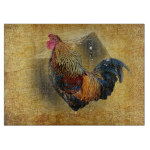 Planche À Découper Belle coop de poulet rôti et de grange rustique