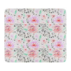 Planche À Découper Belle couleur pastel floral aztec