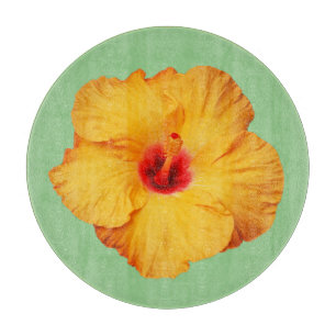 Planche À Découper Belle fleur d'hibiscus orange
