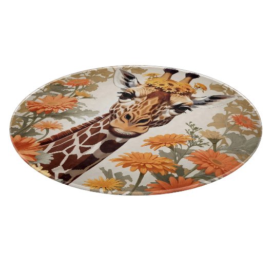 Planche À Découper Belle Giraffe et Gerbera Daisy Flowers (Coin)