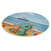 Planche À Découper Belle glace manger dino à la plage (Coin)