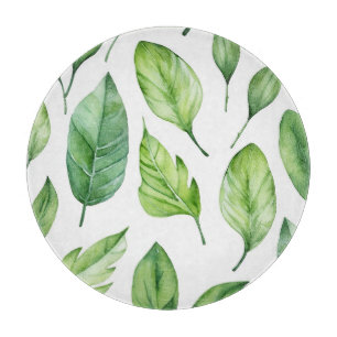 Planche À Découper belle impression avec feuilles verts délicats