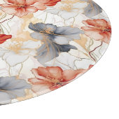 Planche À Découper Belle Pêche féminine Bleu et Blanc Floral (Coin)