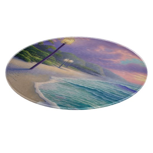 Planche À Découper Belle Plage Océan Vagues Nuages de nuit (Coin)