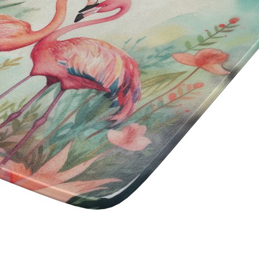 Planche À Découper Belle plage rose flamingo (Coin)