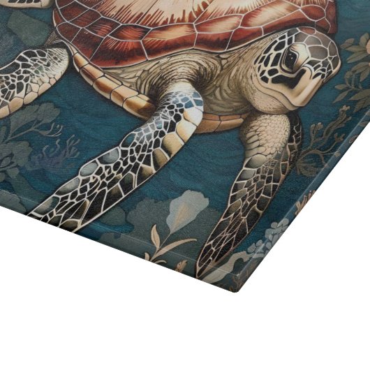 Planche À Découper Belle tortue sous-marine (Coin)