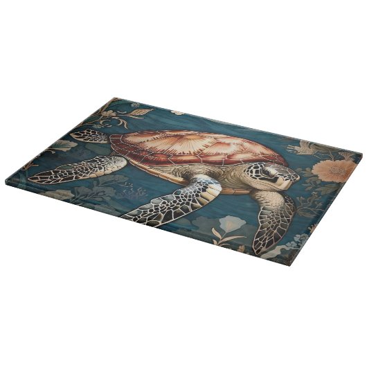Planche À Découper Belle tortue sous-marine (Coin)