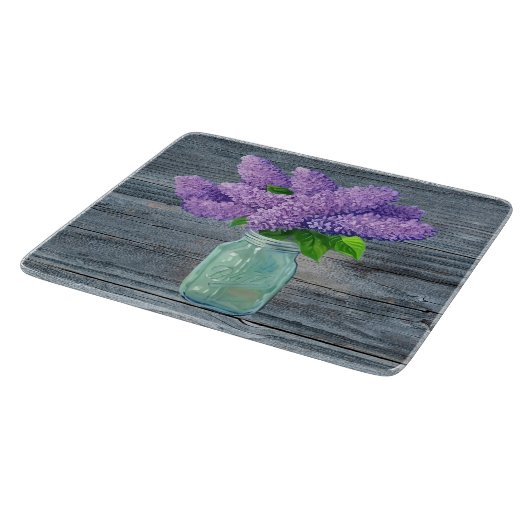 Planche À Découper Belles Lilacs En Mason Jar Rustique (Coin)