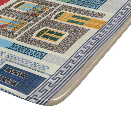 Planche À Découper Belles maisons portugaises avec tuiles ou azulejos (Coin)