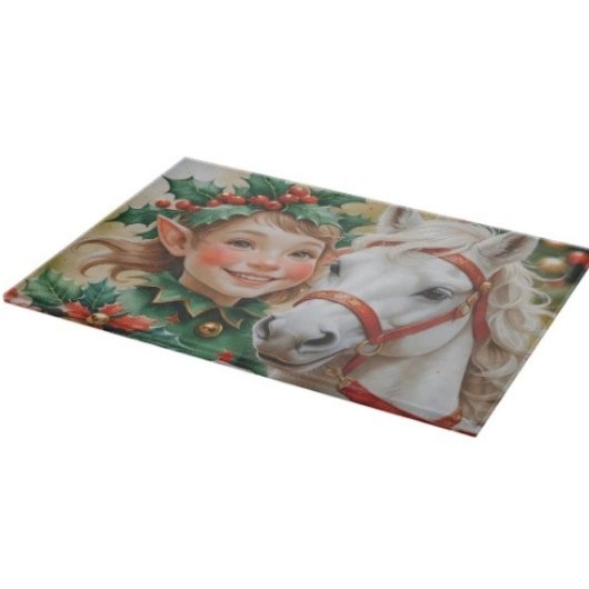 Planche À Découper Bells Holly et Elfe de Noël à cheval