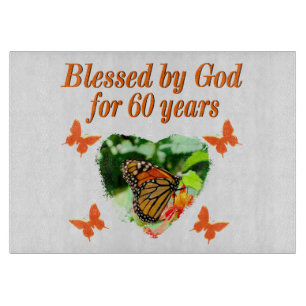 PLANCHE À DÉCOUPER BÉNÉFICIÉ PAR DIEU 60E ANNIVERSAIRE BUTTERFLY DESI