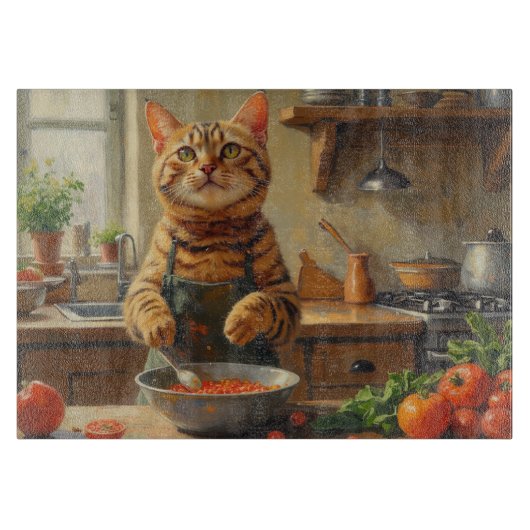 Planche À Découper Bengal Cat Cooking in Kitchen (Devant)