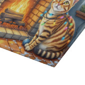 Planche À Découper Bengal Cat Fireplace with Christmas Lights (Coin)