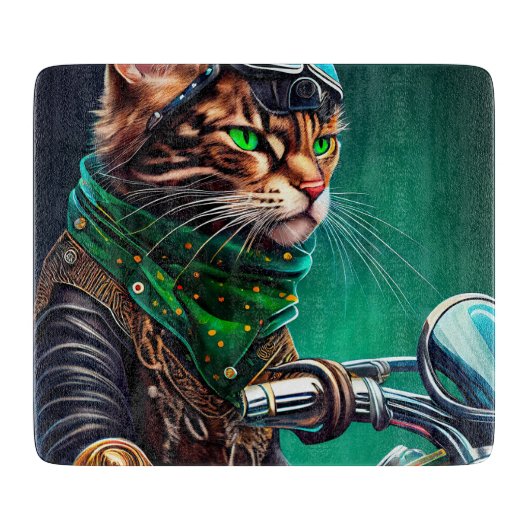 Planche À Découper Bengal Chat conduire vélo St. Patrick's Day (Devant)