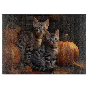 Planche À Découper Bengal Kitten Automne Citrouille de plaisir